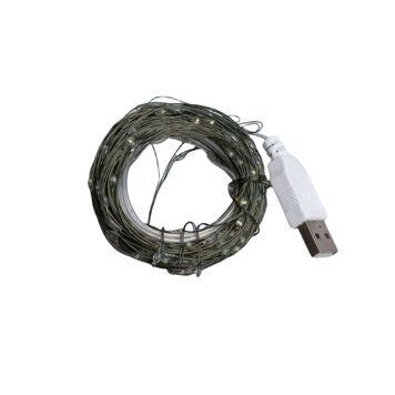 Гирлянда роса 10 метров USB на 100 led светодиодов капля на зеленой проволоке USB100L10MGY USB100L10MGY фото