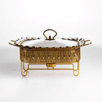Мармитница фарфоровая Tiffany 1 л квадратная на металлической подставке 28х23х7 см SX42-1 SX42-1 фото