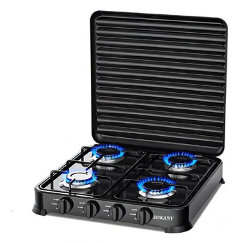 Газовая плита настольная на 4 конфорки Sokany кемпинговая SK-6004-Black SK-6004-Black фото