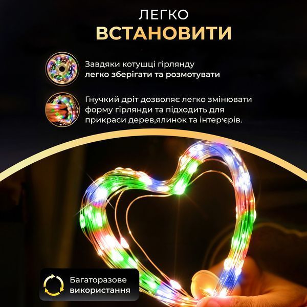 Гирлянда роса 20 метров USB на 200 led светодиодов капля белый провод мультиколор USB200L20MWML USB200L20MWML фото