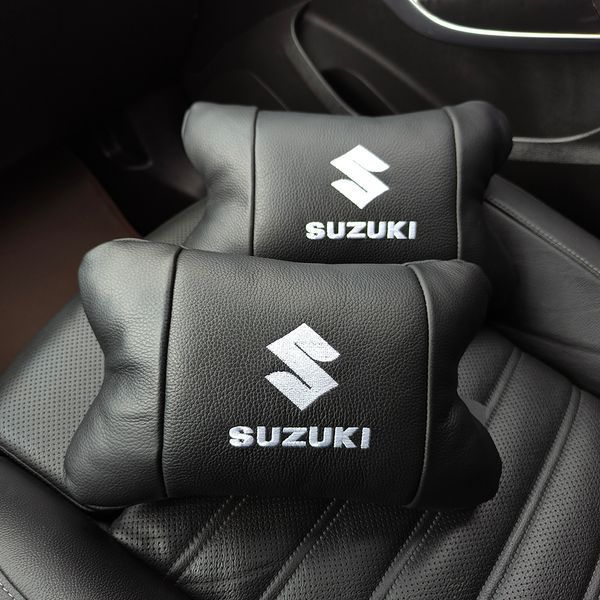 Набір шкіряних подушок Suzuki з вишивкою логотипу + брелок у подарунок для авто 55n87f9u фото