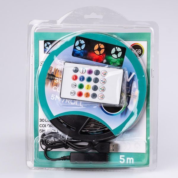 Светодиодная лента c пультом GarlandoPro TVLIGHTRGB водостойкая 150 LED 5m подсветка в комнату 1961185730 фото