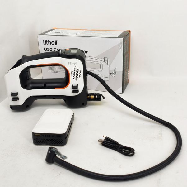 Аккумуляторный компрессор с фонарем Litheli питание от павербанка УМБ Litheli Power Bank 20000 мАч 45Вт 9t4b5s48 фото