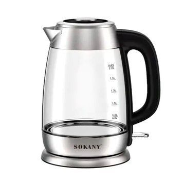 Электрочайник Sokany Electric Kettle 2000W 2l прозрачный чайник SKSH1069 2084748752 фото