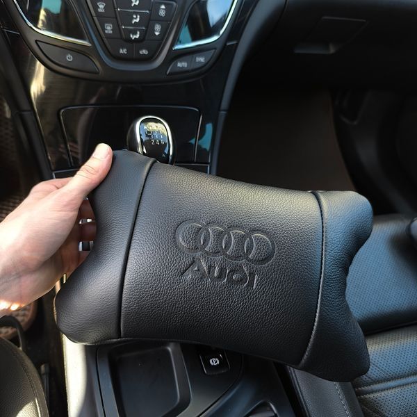 Набір шкіряних подушок Audi + брелок у подарунок, подушки на підголовник у авто qn48g913 фото